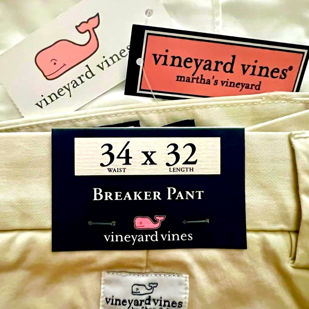 34 w x 32 length Vineyard Vines Men’s Dress Pant, Color:Stone. 2 pairs available